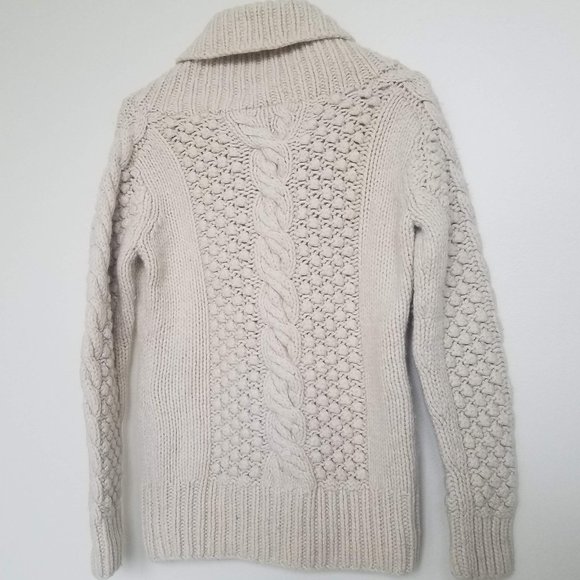 Timberland | 100% Wool Cable Knit Cream Dad Sweater Cowl Neck - Picture 3 of 4